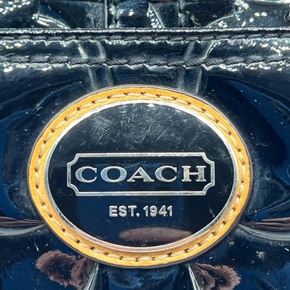 Coach Signature Charlie C patent Black & brown Leather Shoulder Bag L126… - Picture 5 of 16